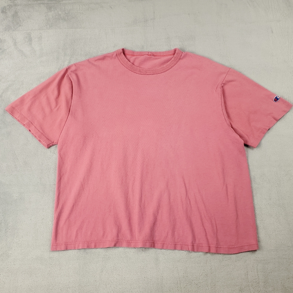 Vintage 90s Champion T Shirt Size XL Blank Pink Short Sleeve Logo Crewneck